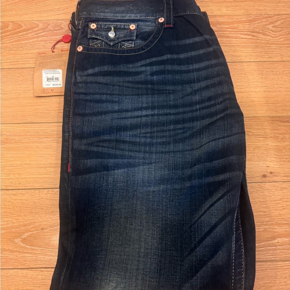 True Religion Dark Wash Denim/ Slim with Flap pockets